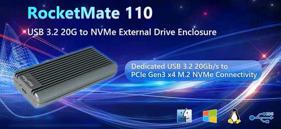 HighPoint RM110-120P USB-C 3.2 20G to M.2 NVMe Enclosure