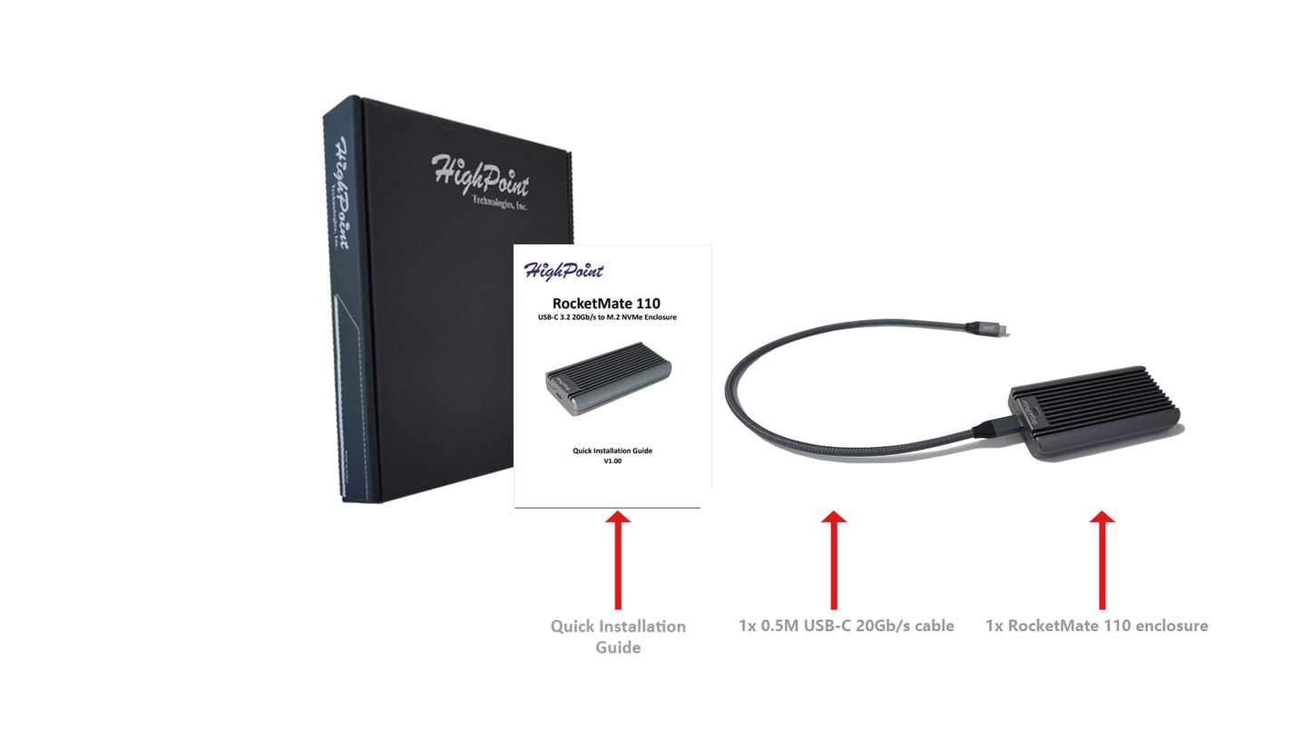 HighPoint RM110 USB-C 3.2 to M.2 NVMe Enclosure