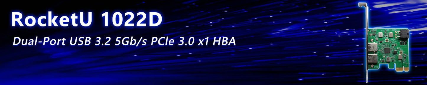 HighPoint RU1022D PCIe 3.0 x1 Dual USB-C 3.2 5Gb/s Host Controller
