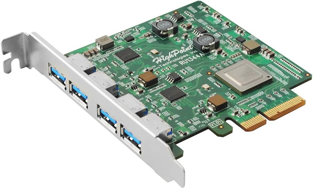 Contrôleur hôte HighPoint RU1344A PCIe 3.0 x4 4 ports USB-A 3.2 10 Gbit/s