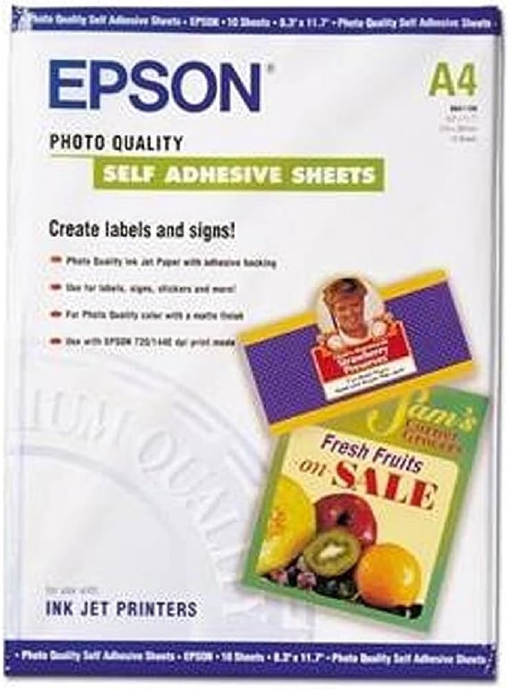 EPSON Photo Quality Self-Adhesive Sheets A4, 167 g/m², 10 pcs