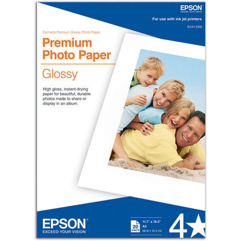 Papier photo glacé EPSON Premium A3 11,7 x 16,5, 20 feuilles