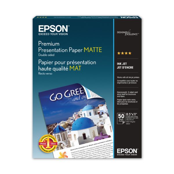 Papier mat double face EPSON, format lettre, 50 feuilles