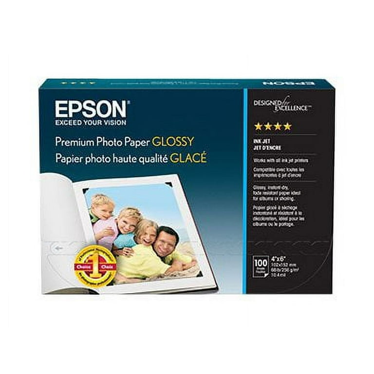 Papier photo glacé Epson 4x6 sans bordure, 50 feuilles (S041809)