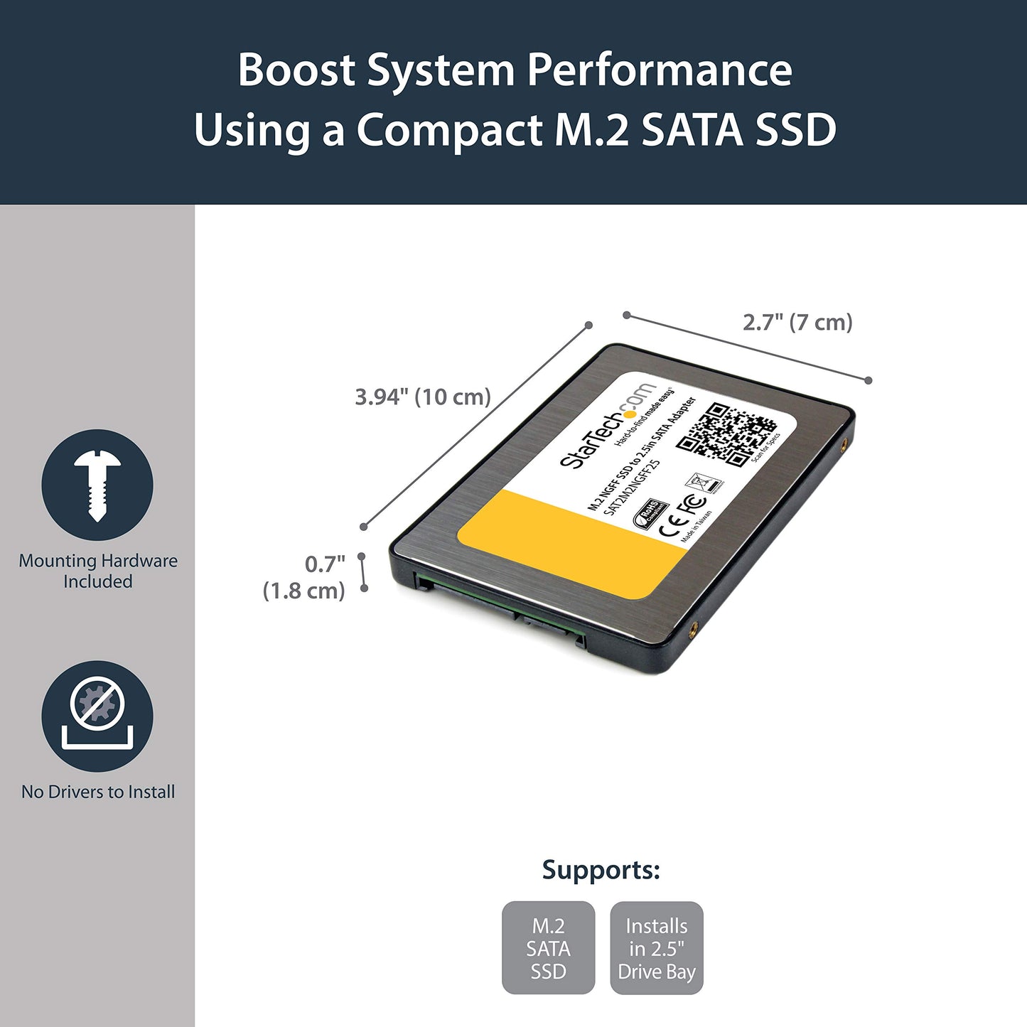 StarTech M.2 to 2.5in SATA III SSD Adapter - 6Gbps