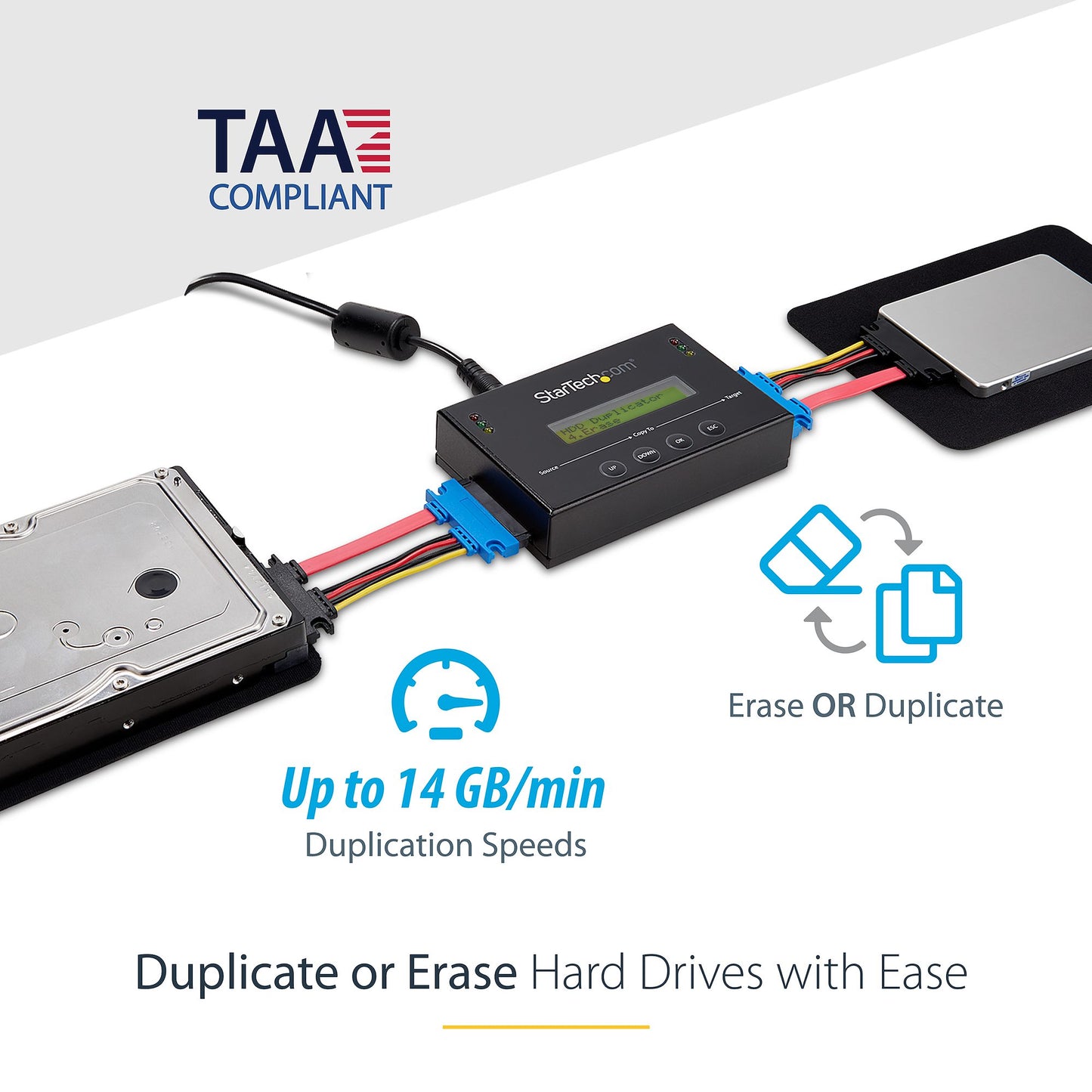 StarTech 2.5/3.5in SATA HDD Duplicator & Eraser - SATDUP11