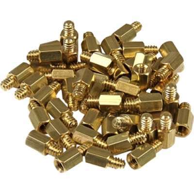 #6-32 to M3 Jack Screw Standoff 50 Pack – Copper, Steel/Brass, TAA Compliant