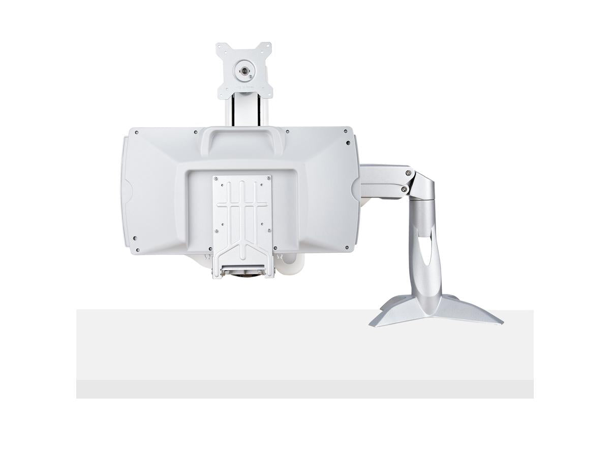 Sit-Stand Monitor Arm - Desk Mount Adjustable Sit-Stand Workstation Arm for Single 27 VESA Display - Ergonomic Articulating Standing Desk Converter