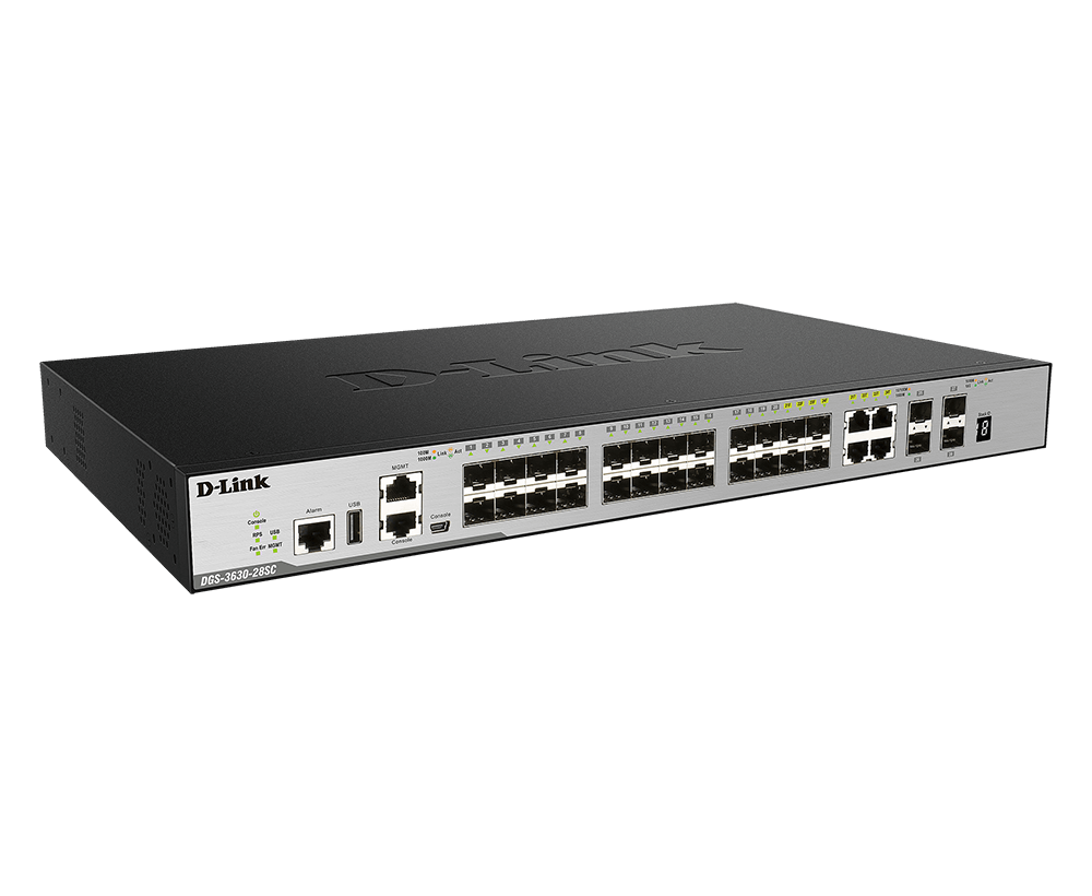 Commutateur géré L3 D-Link DGS-3630-28SC, 28 ports SFP + 4 ports SFP+ 10 GbE