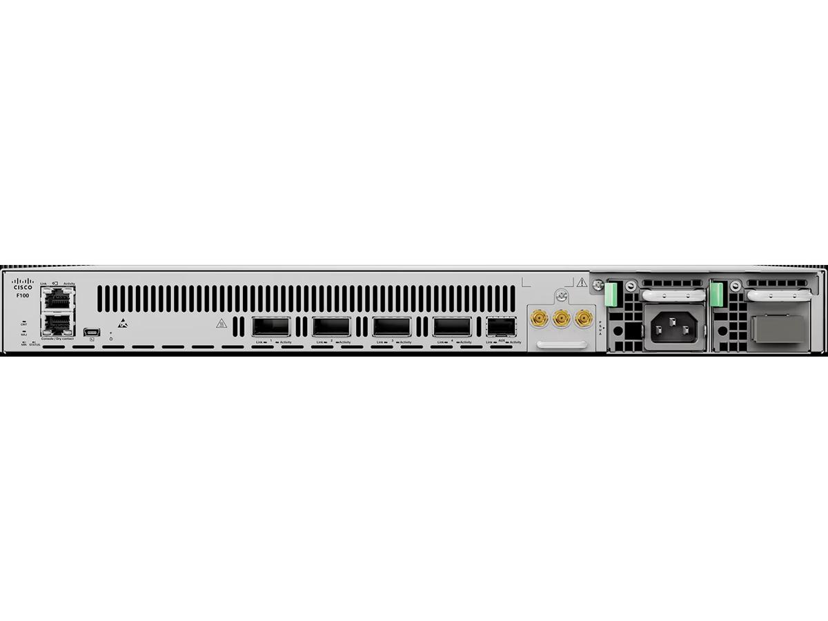 The CISCO F100 is a high-performance Provider Connectivity Assurance Sensor featuring four QSFP28 ports designed for 100GbE data throughput. Housed in a compact 1RU form factor, it includes multiple high-speed interface types, ensuring optimal deployment flexibility. This model ships without a power supply, allowing for customized PSU provisioning to meet specific infrastructure needs.