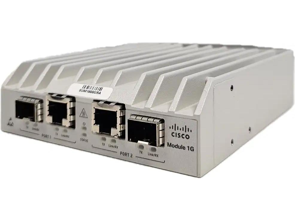 The Cisco Module 1G 2xCombo Single Internal AC Hardened is a high-performance sensor module tailored for ruggedized networking environments. Offering dual combo ports with RJ-45 and SFP options within a compact 1RU form factor, it supports 1 Gbps data rates over Gigabit Ethernet. Its hardened design and internal AC power supply make it ideal for industrial applications.