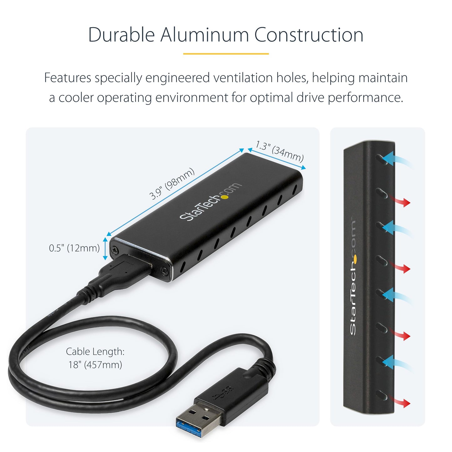 StarTech M.2 SATA SSD USB 3.0 Enclosure (SM2NGFFMBU33)