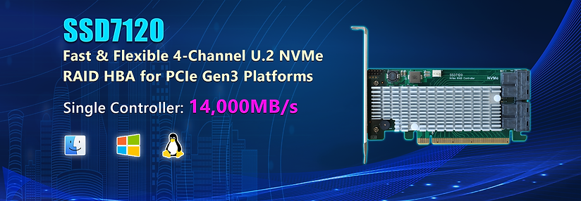 HighPoint SSD7120 PCIe 3.0 x16 4-Channel U.2 NVMe RAID Controller