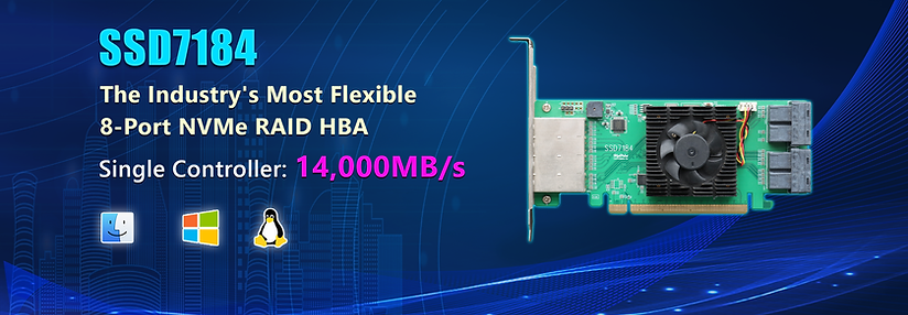 HighPoint SSD7184 PCIe Gen3 x16 8-Channel NVMe RAID Controller