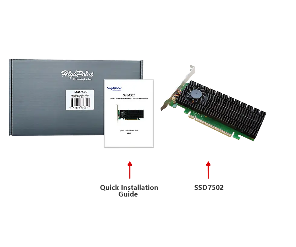 HighPoint SSD7502 PCIe 4.0 x16 2x M.2 NVMe RAID Controller