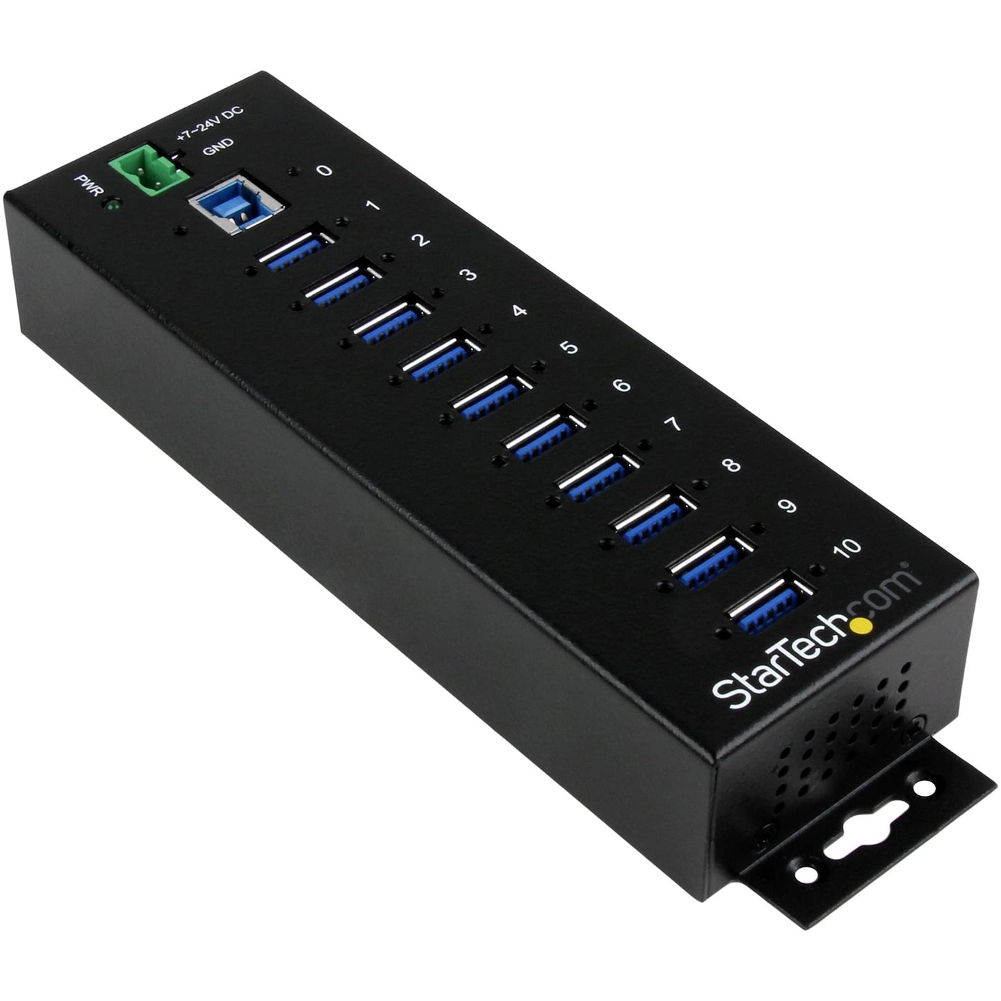StarTech 10-Port Industrial USB 3.0 Hub, Metal, DIN Mount, 5Gbps