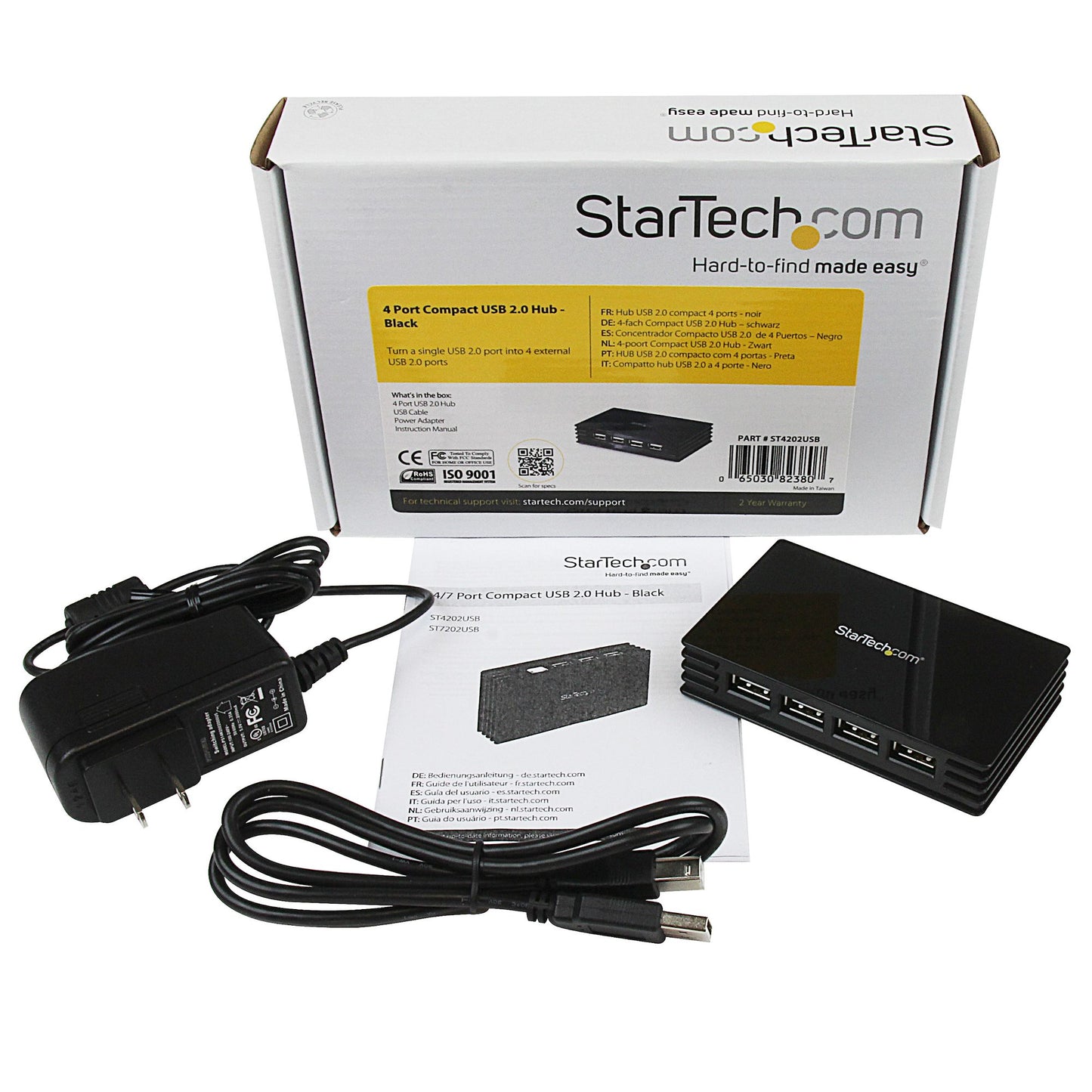 StarTech 4-Port USB 2.0 Hub with External Power, ST4202USB