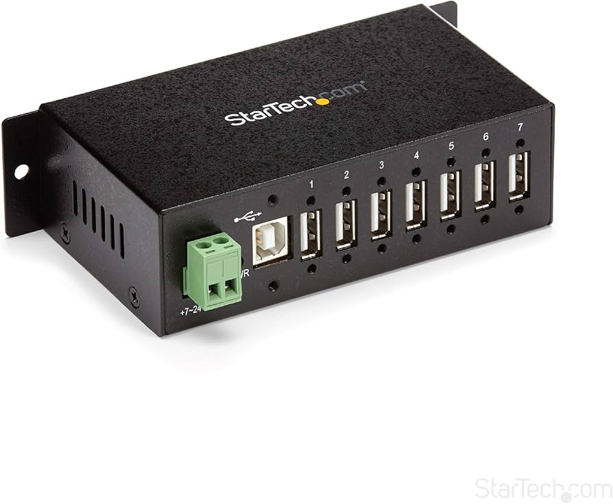 StarTech ST7200USBM 7-Port Industrial USB 2.0 Hub, DIN/Rail/Desk Mountable