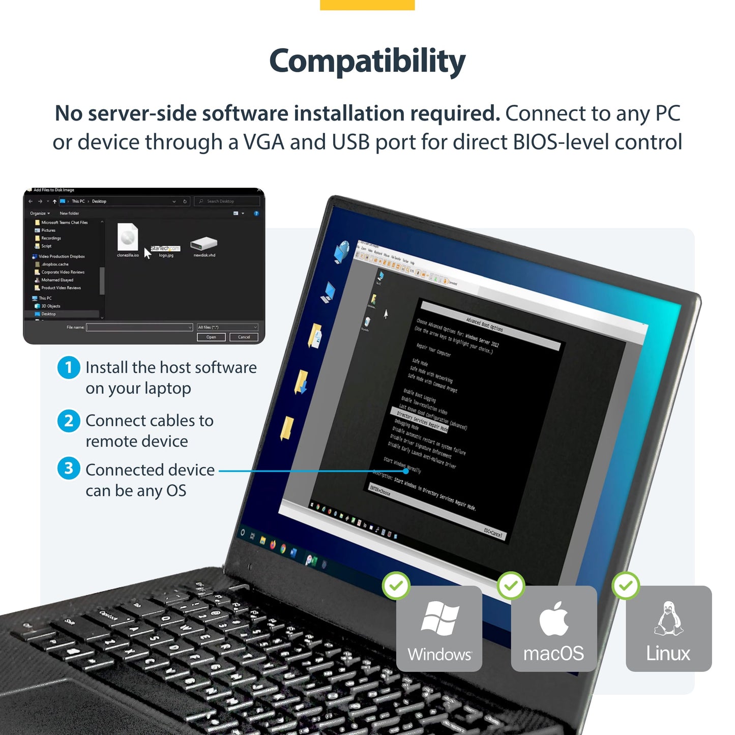 Adaptateur de console KVM STARTECH à 2 ports pour ordinateur portable - SV231USBLC