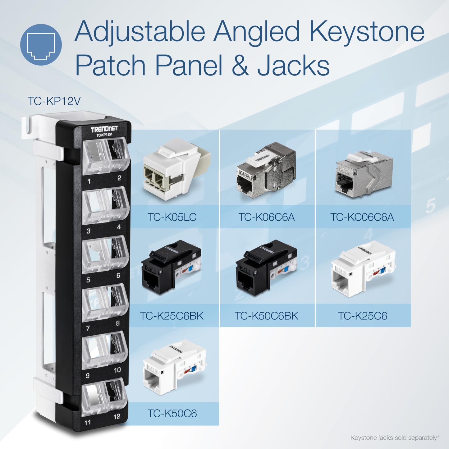 TRENDnet 12-Port Blank Angled Wall Mount Keystone Patch Panel