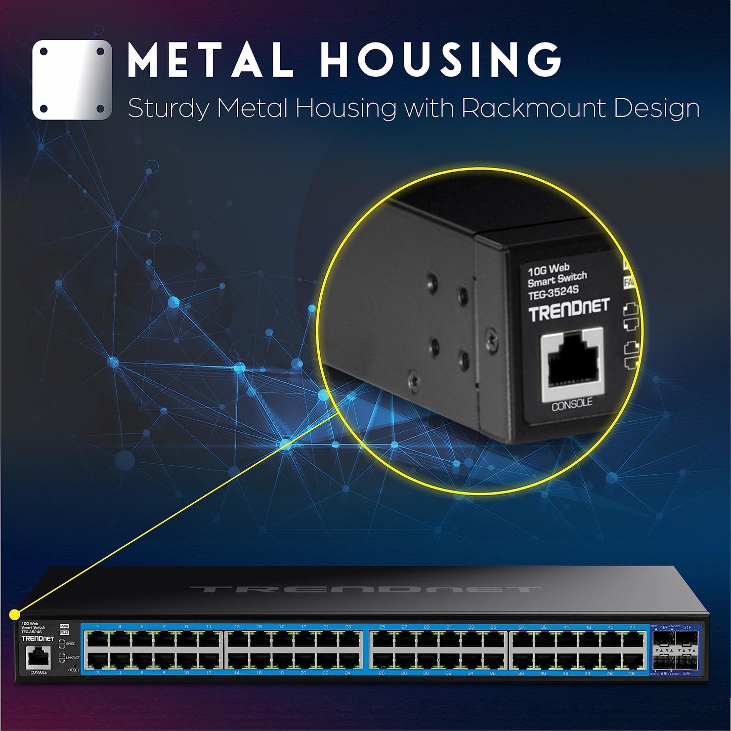 TRENDnet TEG-3524S 52-Port Gigabit Smart Switch with 10G SFP+