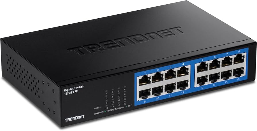 TRENDnet TEG-S17D 16-Port Gigabit Desktop Switch, Metal Case
