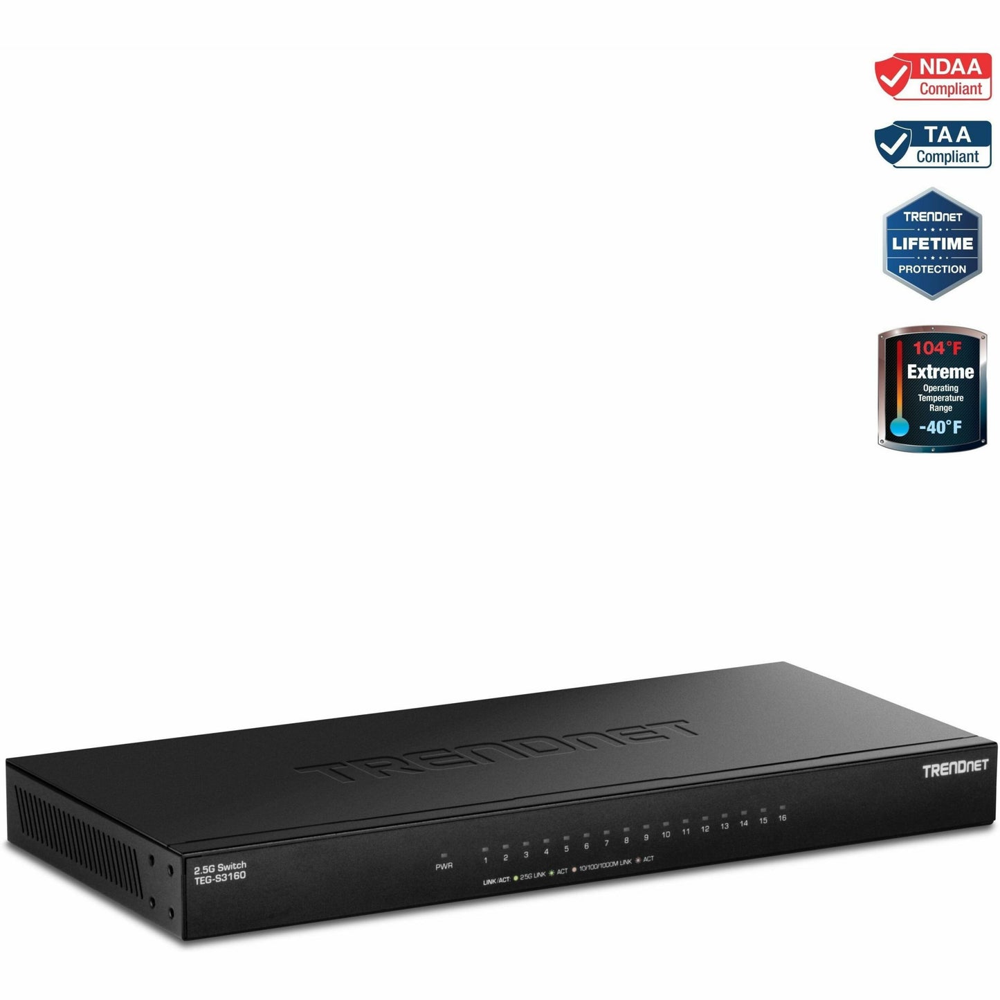 TRENDnet TEG-S3160 16-Port Unmanaged 2.5G Switch Rack-Mountable