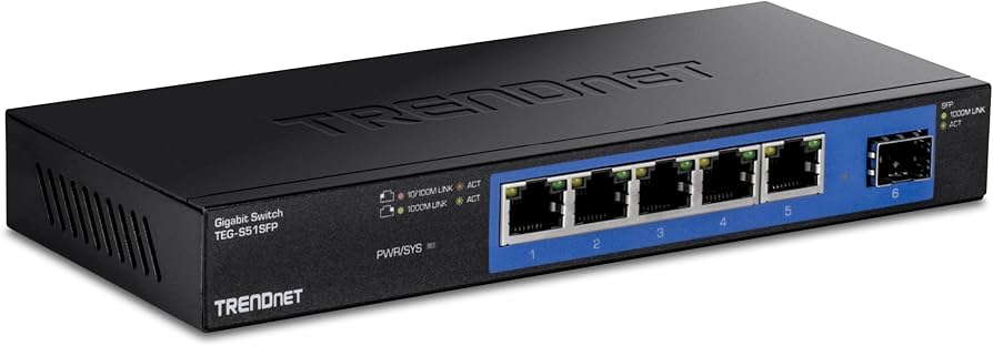 Commutateur Gigabit 4 ports TRENDnet TEG-S51SFP avec emplacement SFP (port arrière, métal)