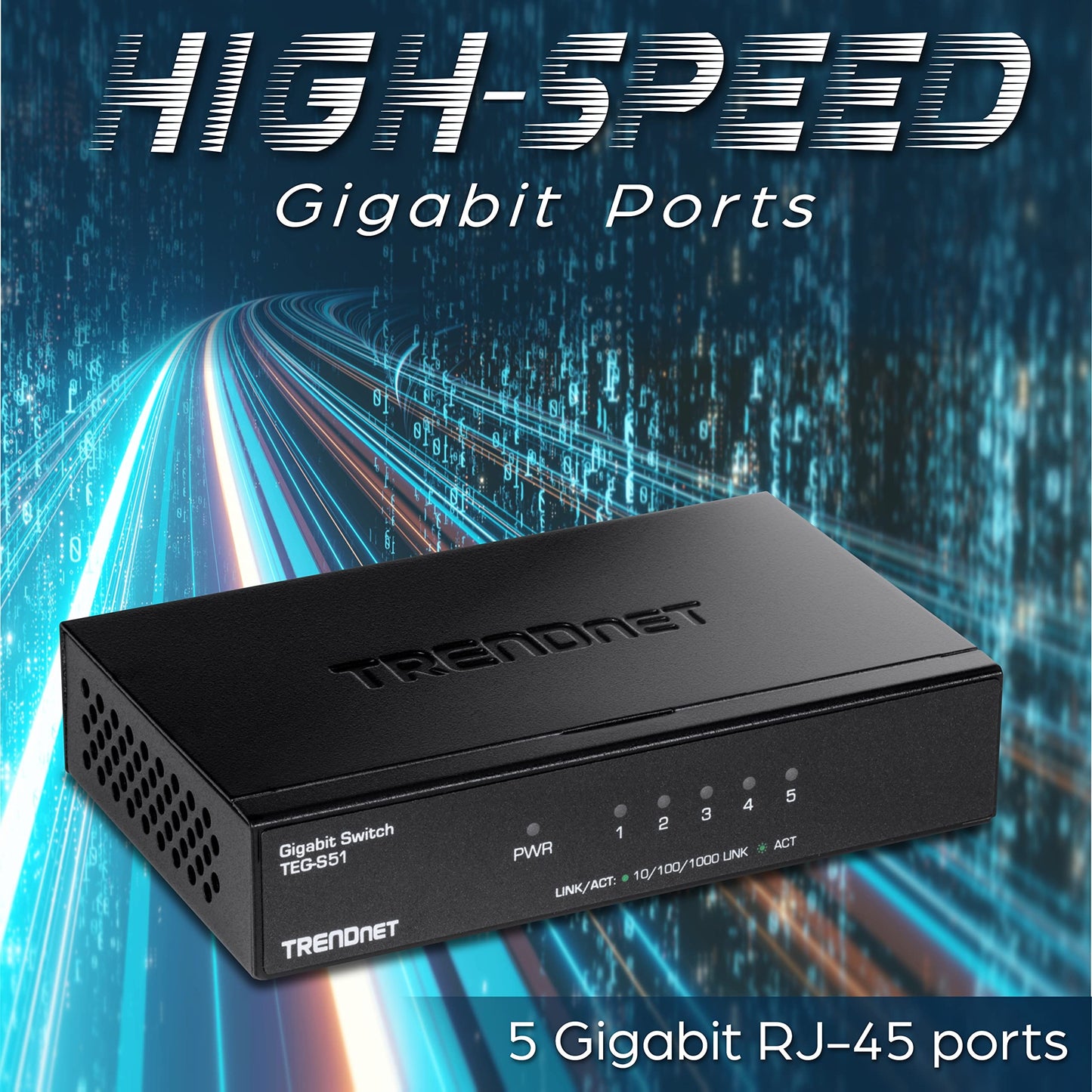 TRENDnet TEG-S51 5-Port Gigabit Switch with Metal Case