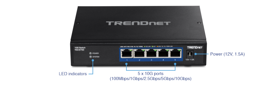 TRENDnet TEG-S750 5-Port 10G Ethernet Switch