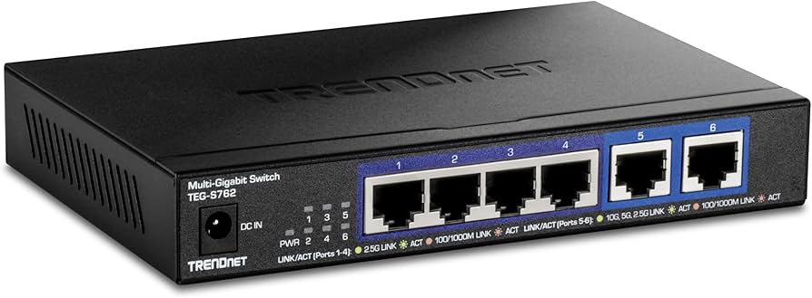 TRENDnet TEG-S762 6-Port 10G Switch with 2 x 10G and 4 x 2.5G Ports