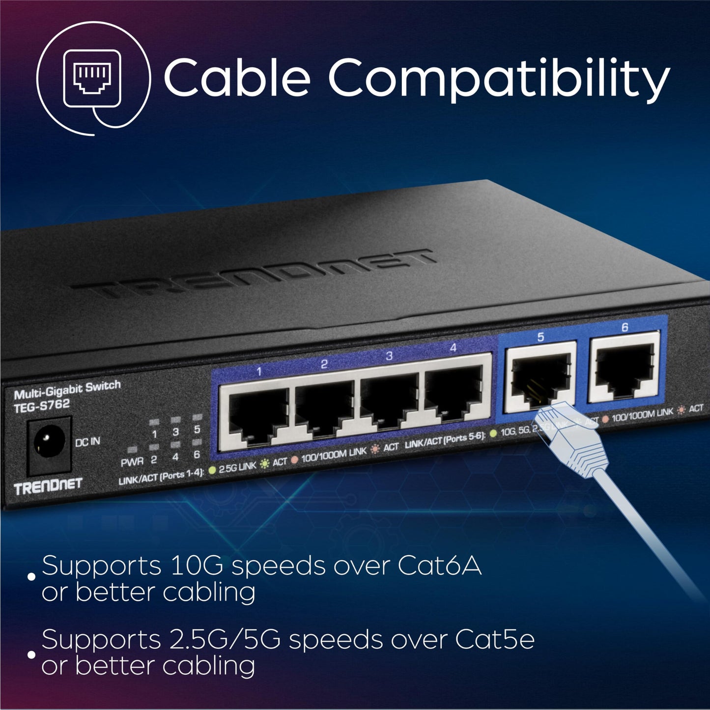 TRENDnet TEG-S762 6-Port 10G Switch with 2 x 10G and 4 x 2.5G Ports