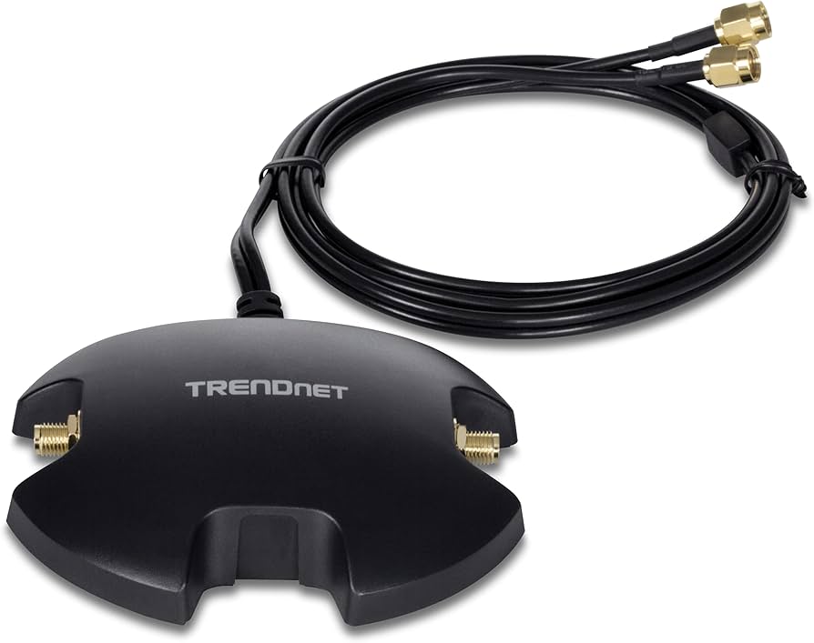 Base d'antenne magnétique double TRENDnet RP-SMA avec câble d'extension de 1 m