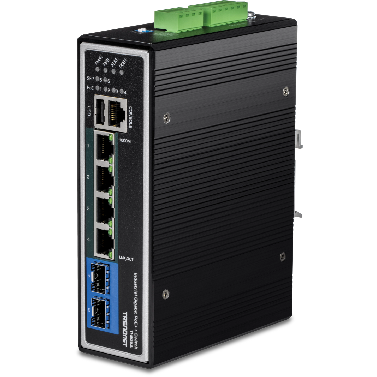 TRENDnet TI-BG62I 6-Port Industrial Gigabit L2+ Managed PoE++ Switch