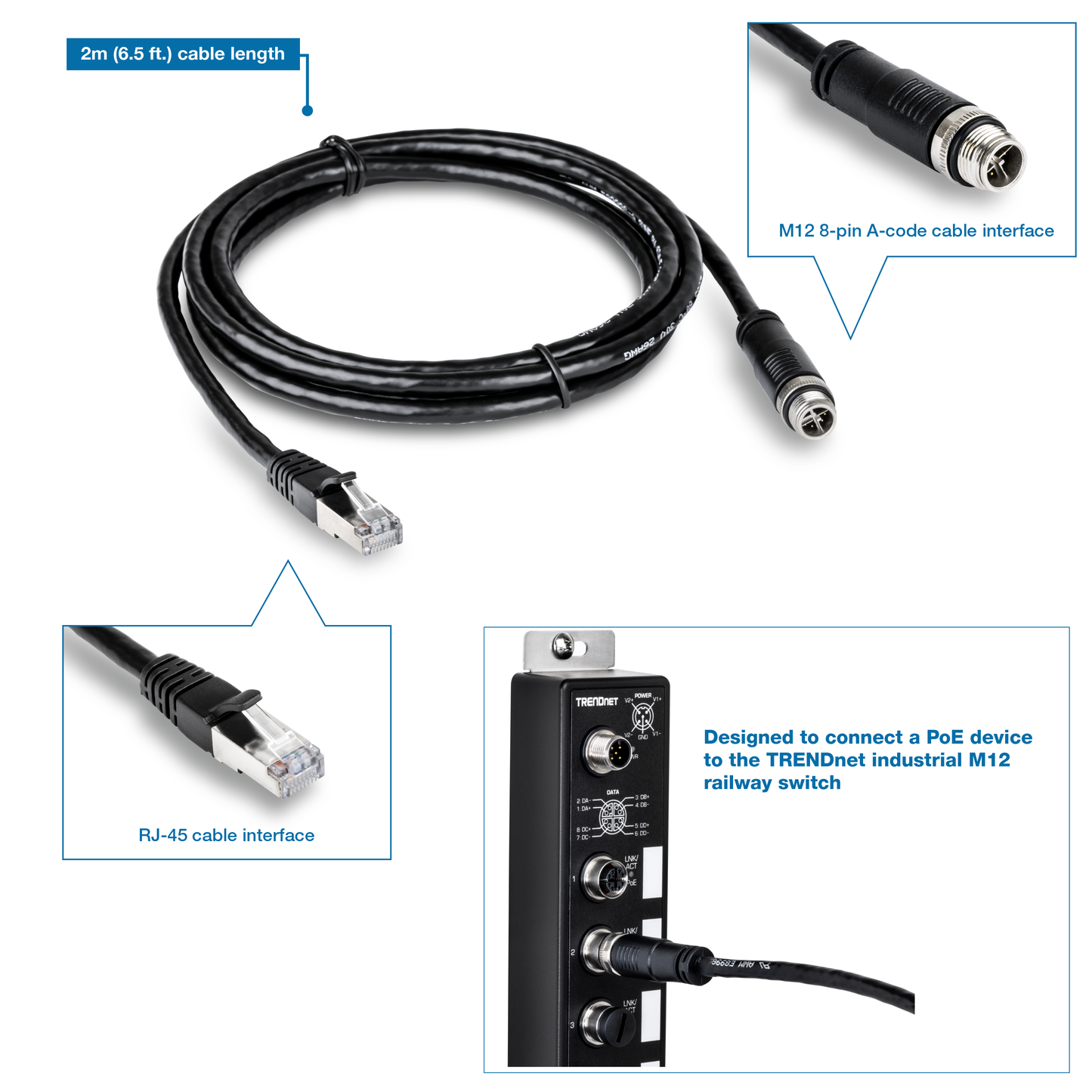 TRENDnet TI-CD02 M12 to RJ-45 Industrial Network Adapter