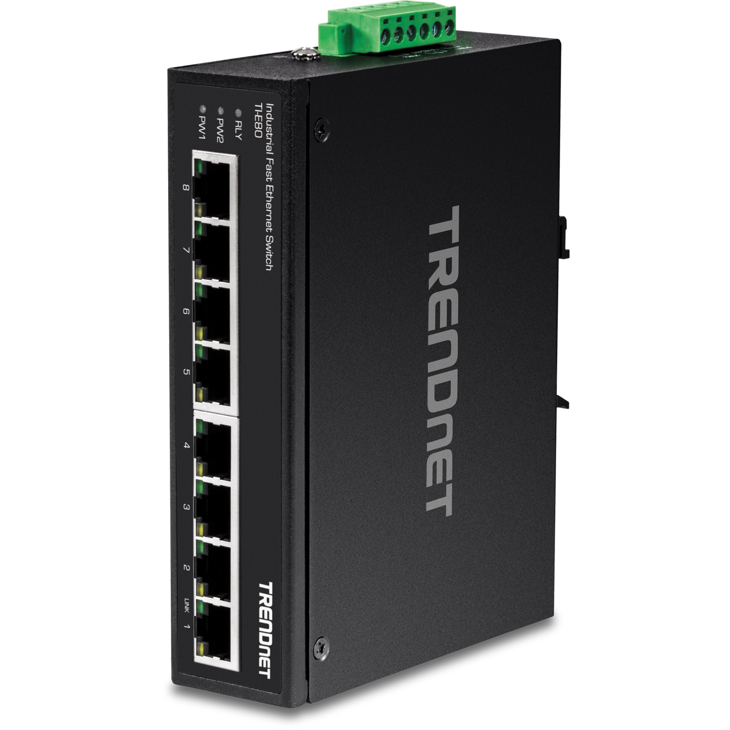 Commutateur Fast Ethernet industriel à 8 ports sur rail DIN TRENDnet TI-E80