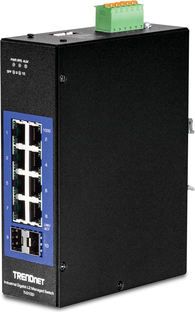 Commutateur rail DIN Gigabit industriel L2 à 10 ports TRENDnet TI-G102I