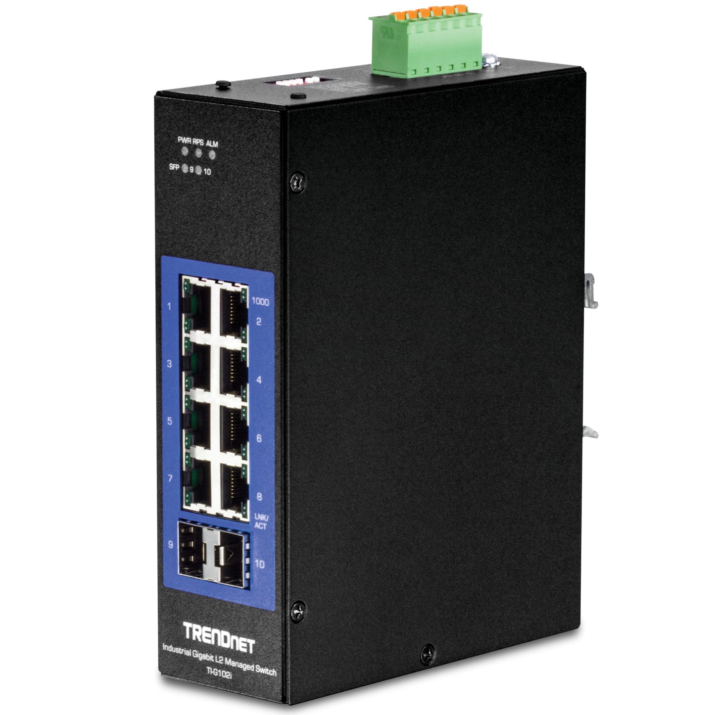 Commutateur rail DIN Gigabit industriel L2 à 10 ports TRENDnet TI-G102I