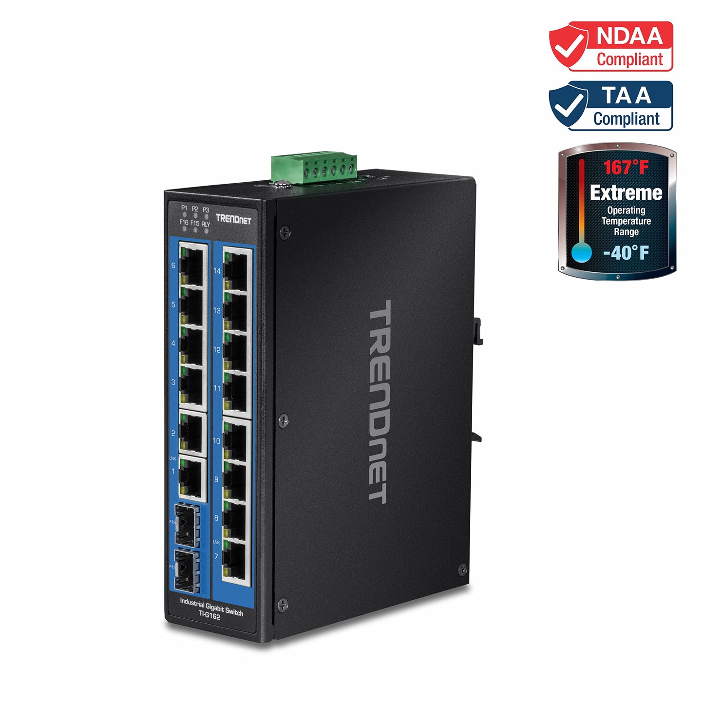TRENDnet TI-G162 Commutateur Gigabit industriel 16 ports