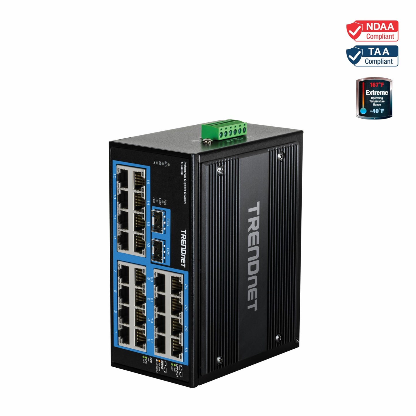 TRENDnet TI-G262 26-Port Hardened Industrial Gigabit DIN-Rail Switch