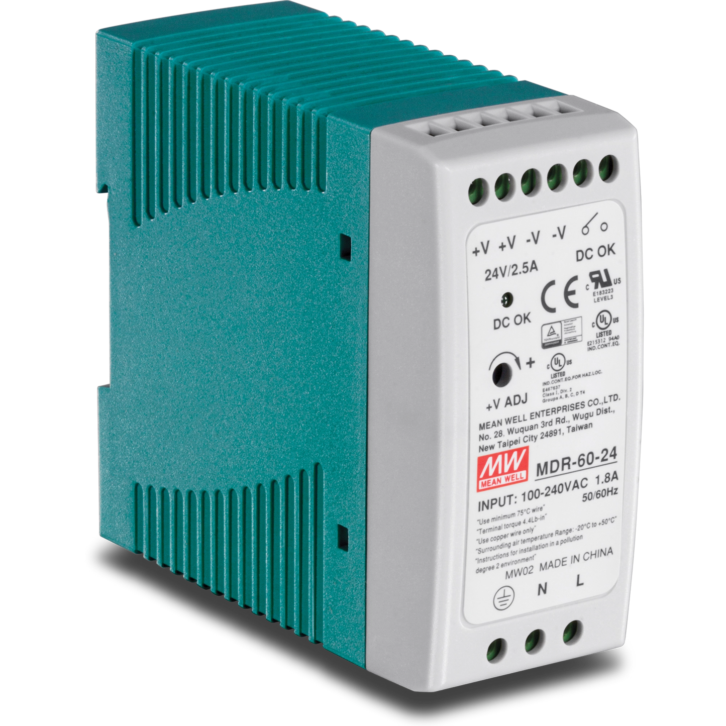 TRENDnet TI-M6024 DIN Rail 24V 60W Industrial Power Supply