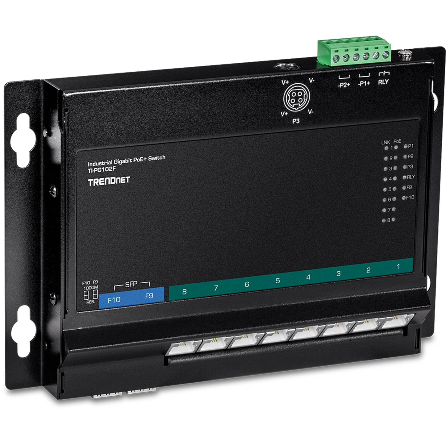 TRENDnet 10-Port Industrial Gigabit PoE+ Wall-Mount Switch
