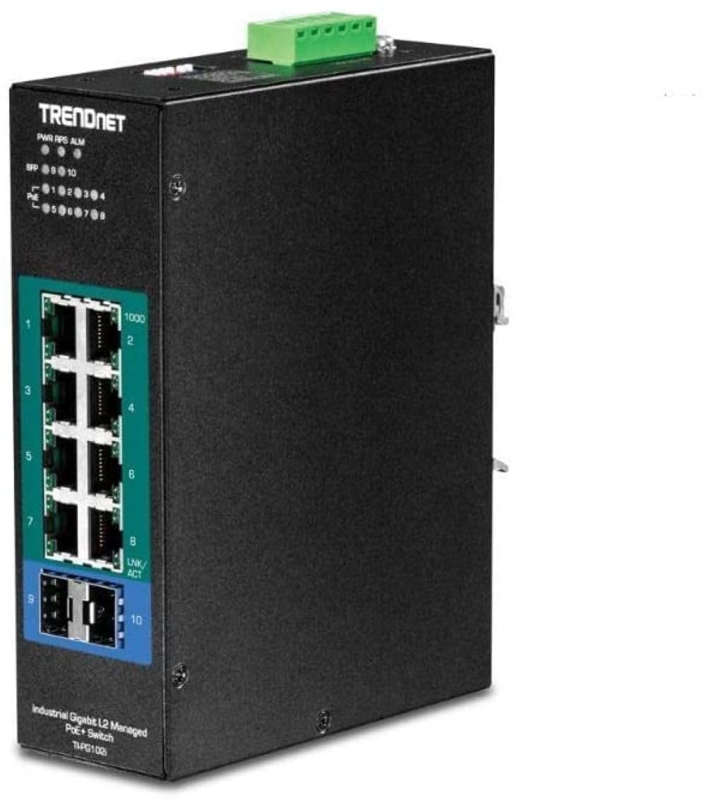 Commutateur PoE+ Gigabit industriel L2 géré TRENDnet TI-PG102I à 10 ports