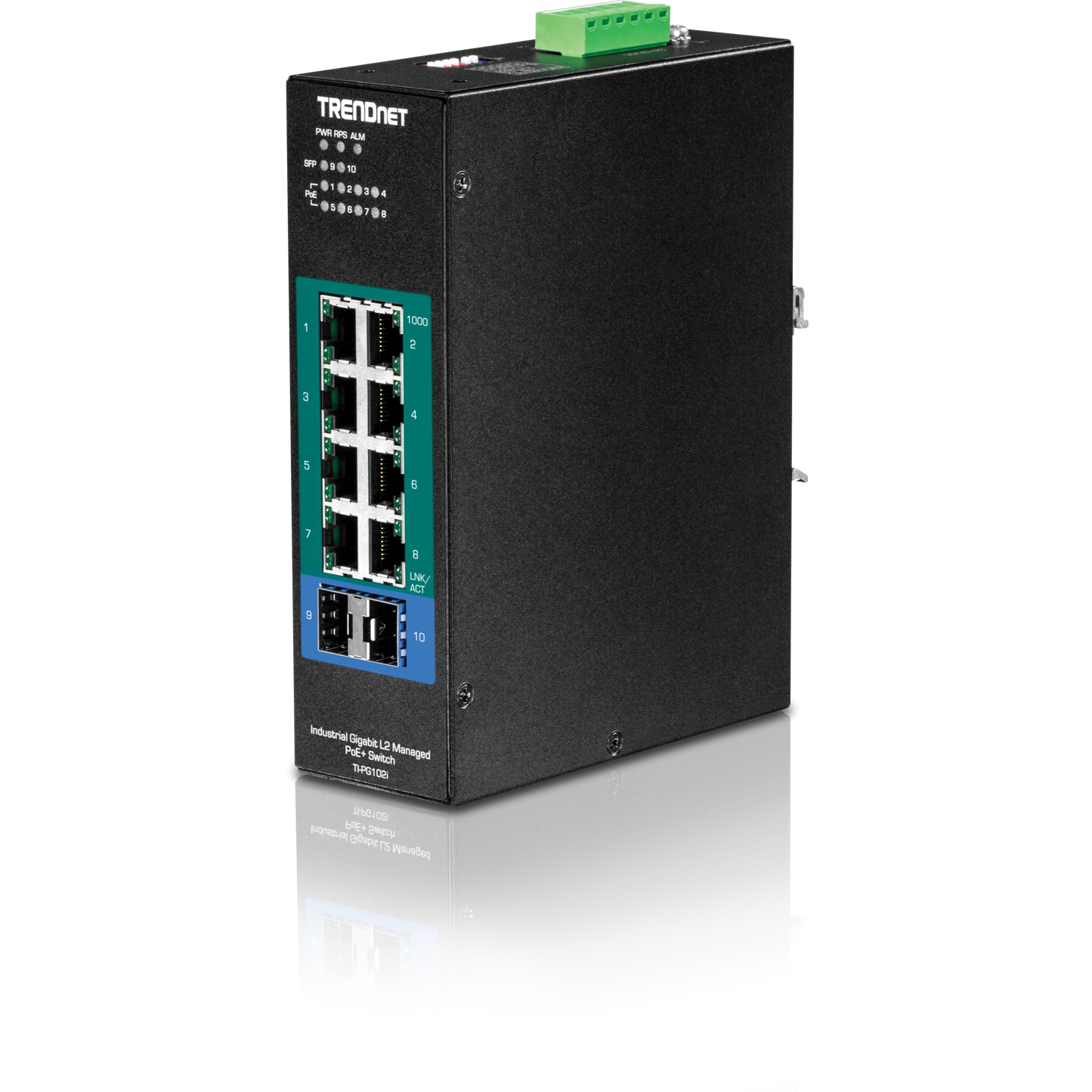 Commutateur PoE+ Gigabit industriel L2 géré TRENDnet TI-PG102I à 10 ports