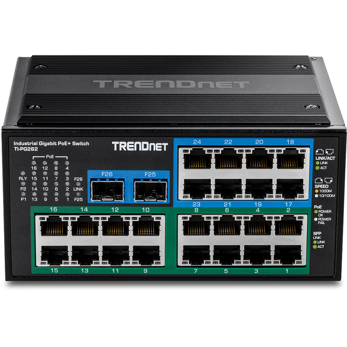 TRENDnet TI-PG262 26-Port Hardened Industrial Gigabit PoE+ Switch