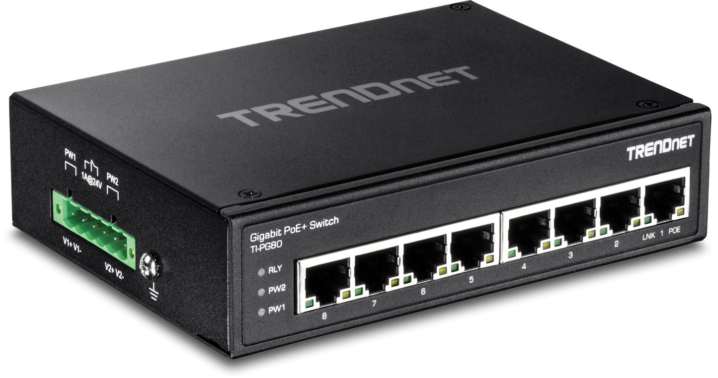 Commutateur industriel Gigabit PoE+ 8 ports TRENDnet TI-PG80