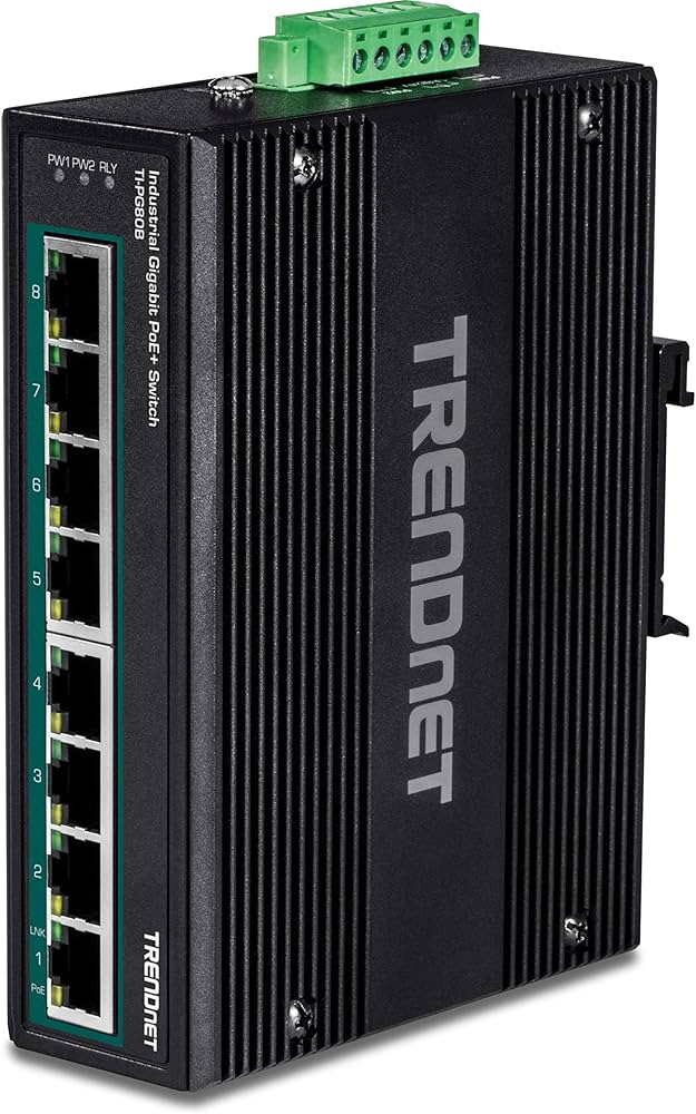 TRENDnet TI-PG80B 8-Port Industrial Gigabit PoE+ DIN-Rail Switch