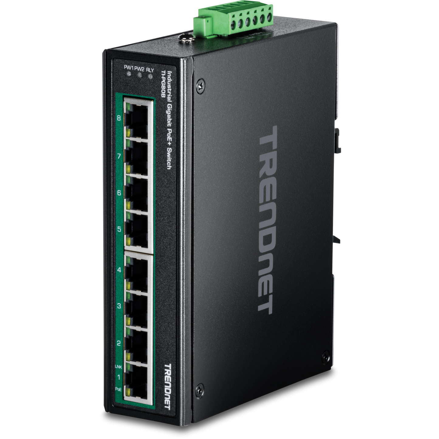 TRENDnet TI-PG80B 8-Port Industrial Gigabit PoE+ DIN-Rail Switch