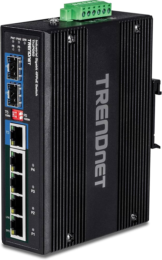 Commutateur rail DIN Gigabit industriel Ultra PoE 6 ports TRENDnet TI-UPG62