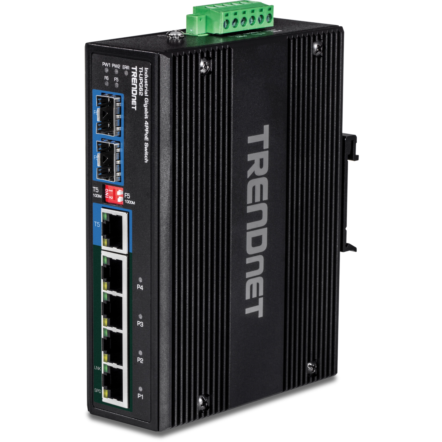 Commutateur rail DIN Gigabit industriel Ultra PoE 6 ports TRENDnet TI-UPG62